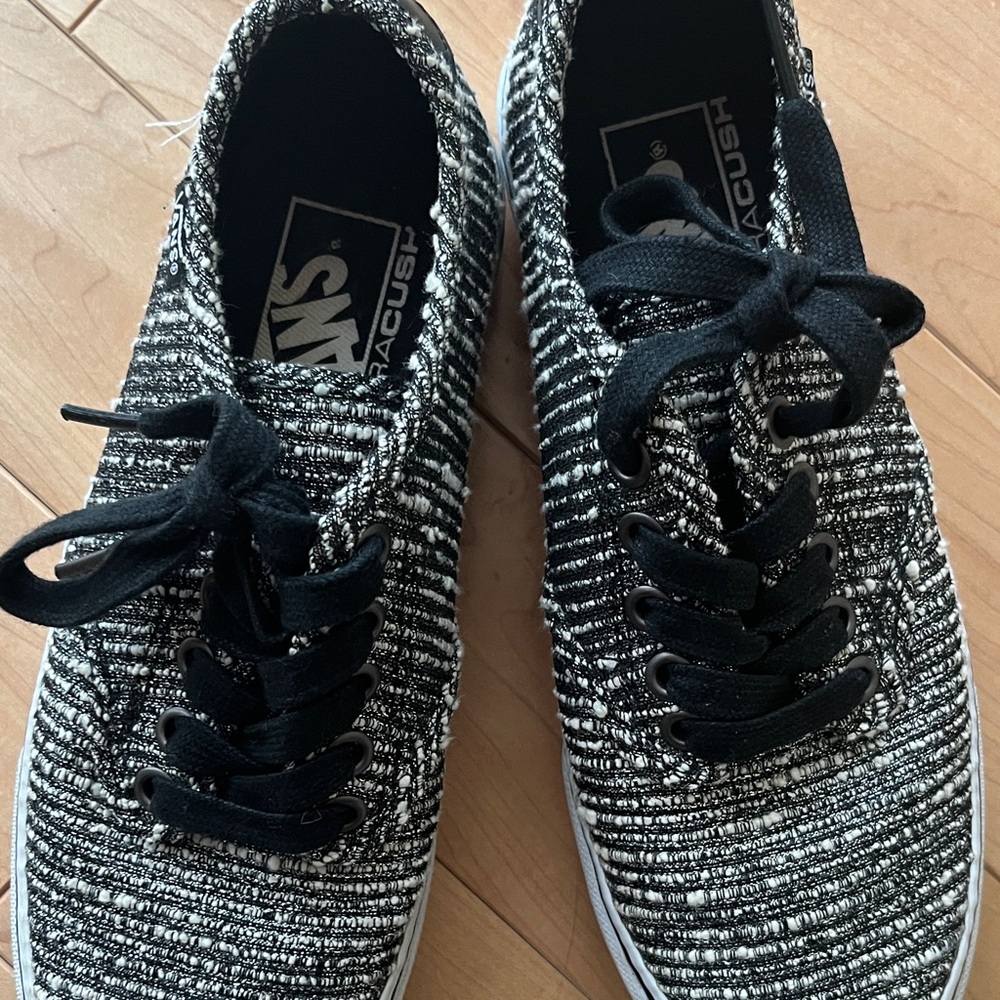 Vans Black and White Knit Lace-Up Sneakers